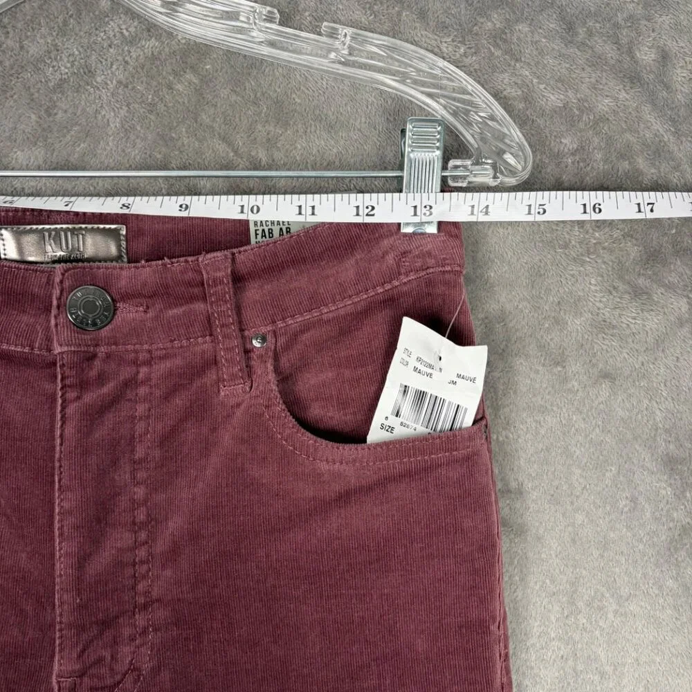 KUT From The Kloth Rachael Fab Ab Mom Jean Womens 00 Burgundy Corduroy High Rise
